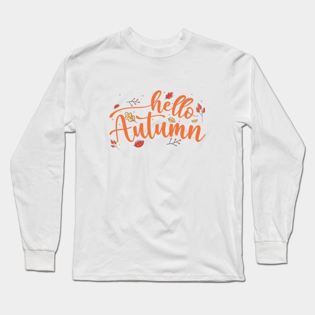 Hello Autumn Fall Vibes Long Sleeve T-Shirt by Fitastic